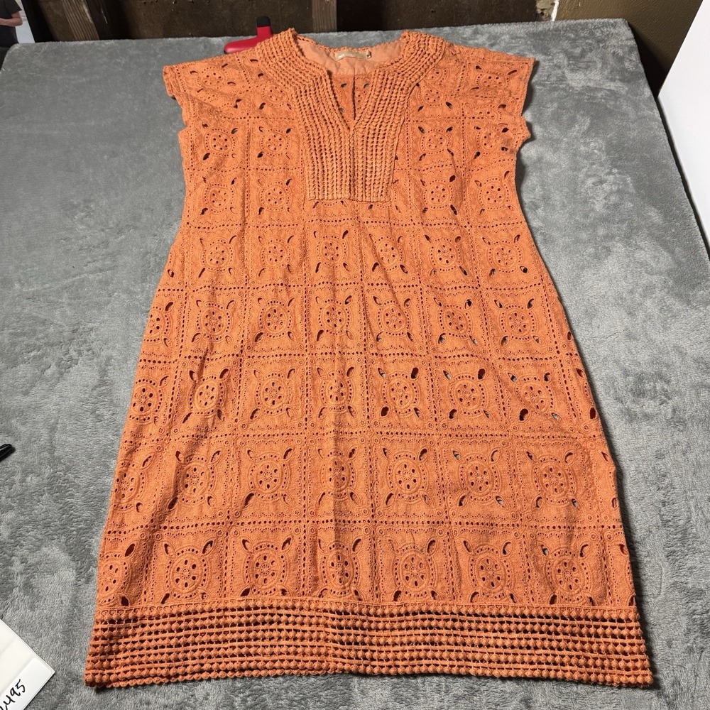 La Cera Womens Geometric Crochet Orange Dress Size‎ Large Boho